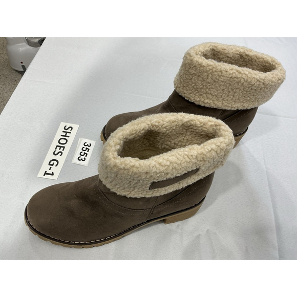 Womans Eu 41 Us 9.5 Brown Pull On Lined Chunky Heel Ankle Boots NWOT - Picture 3 of 8